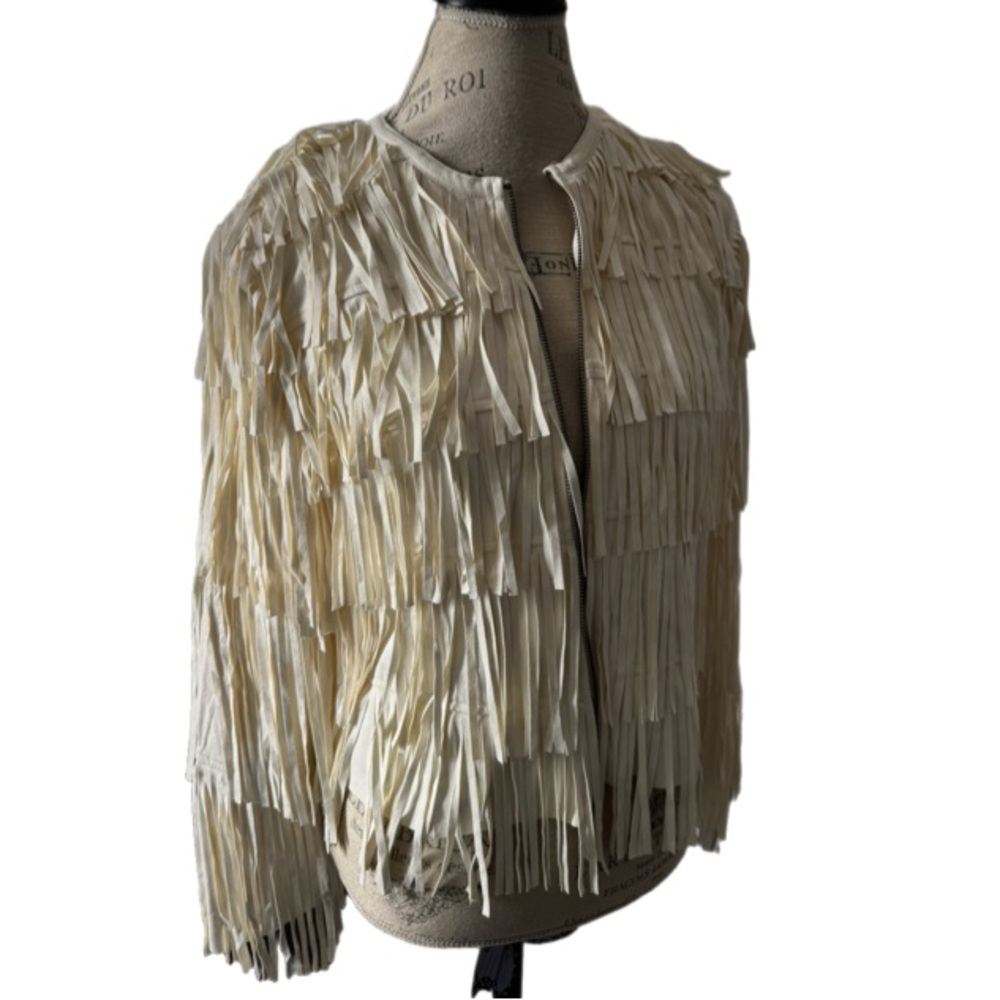 Fringed Cream Jacket Size Large - Picture 2 of 5